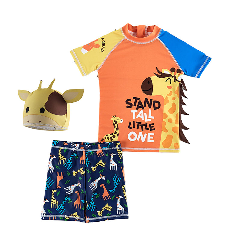 2 Pieces Set Boys Beach Animals Cartoon Print Tops And Shorts Wholesale 220412190