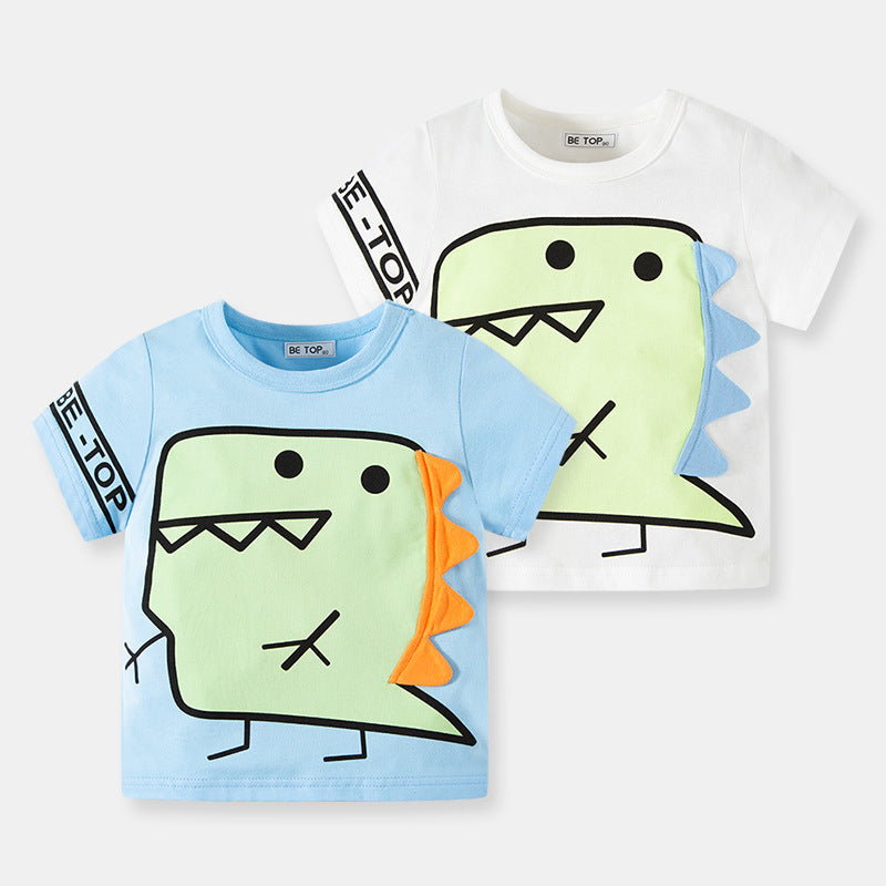 Baby Kid Boys Letters Dinosaur Cartoon Print T-Shirts Wholesale 220412250