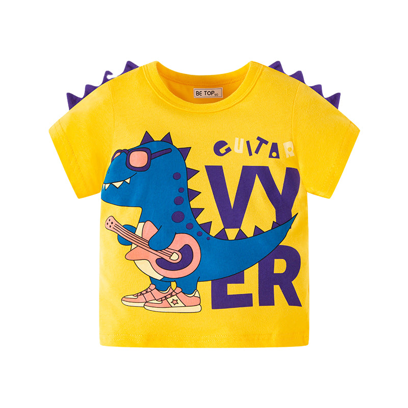 Baby Kid Boys Letters Dinosaur Cartoon Print T-Shirts Wholesale 220412254