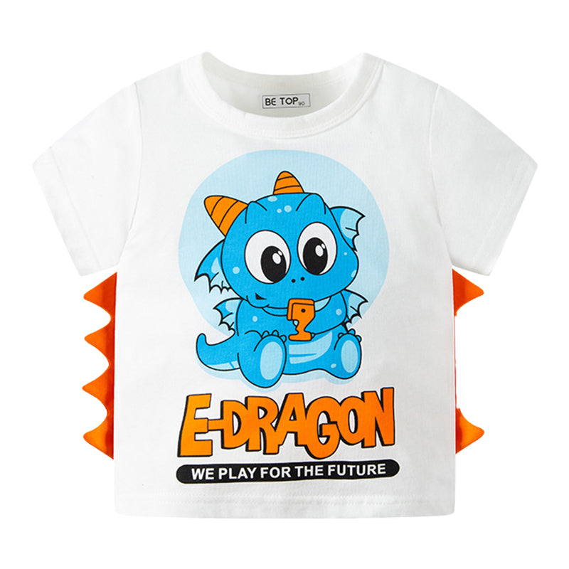 Baby Kid Boys Letters Dinosaur Print T-Shirts Wholesale 220412277