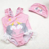 Load image into Gallery viewer, Baby Kid Girls Star Unicorn Print Beach Rompers Swimwears Wholesale 22041228
