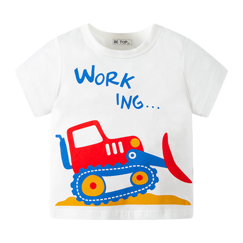 Baby Kid Boys Letters Car Cartoon Print T-Shirts Wholesale 220412287