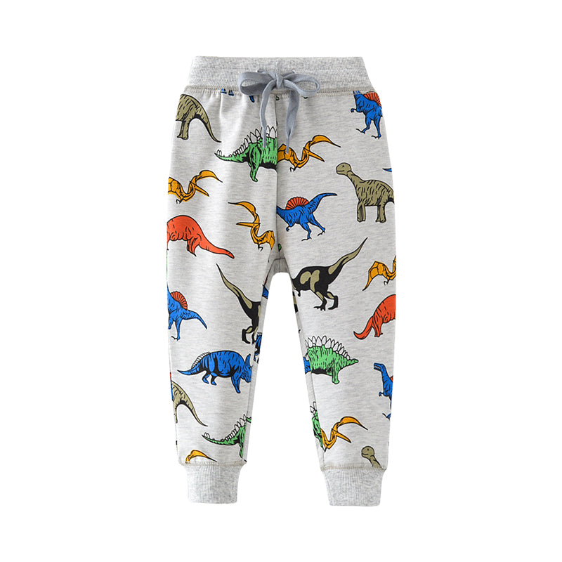 Baby Kid Unisex Dinosaur Ribbon Print Sports Pants Wholesale 22041229