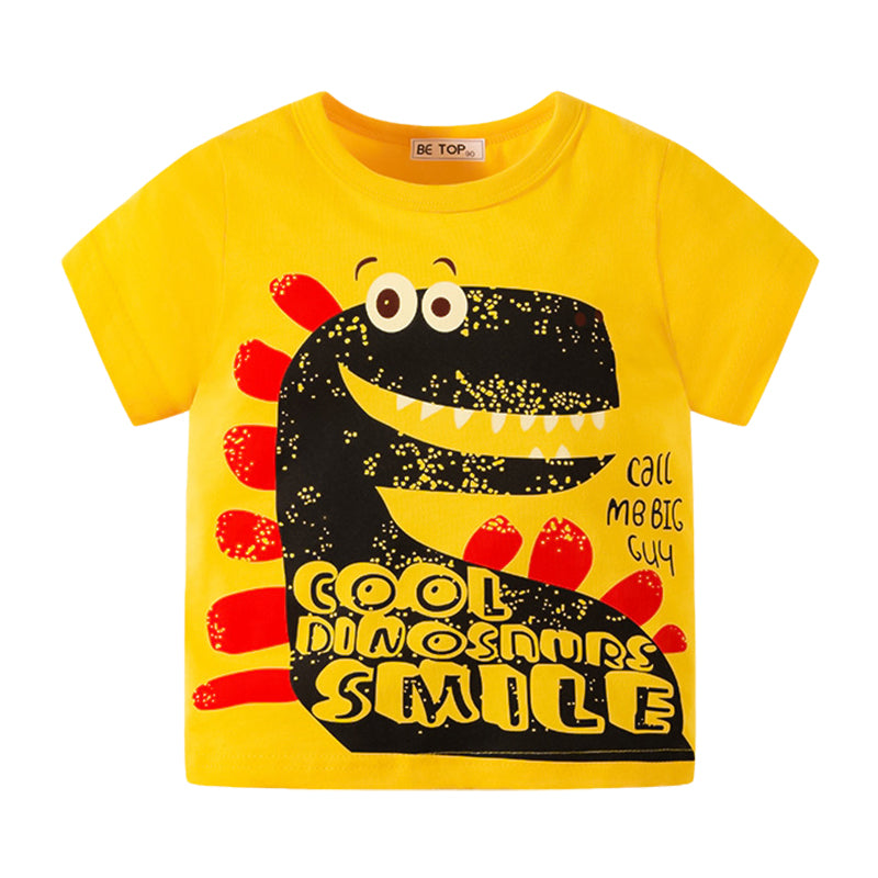 Baby Kid Boys Letters Dinosaur Cartoon Print T-Shirts Wholesale 220412308