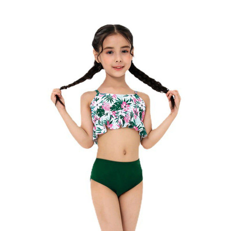 Kid Girls Flower Print Beach Swimwears Wholesale 220412329