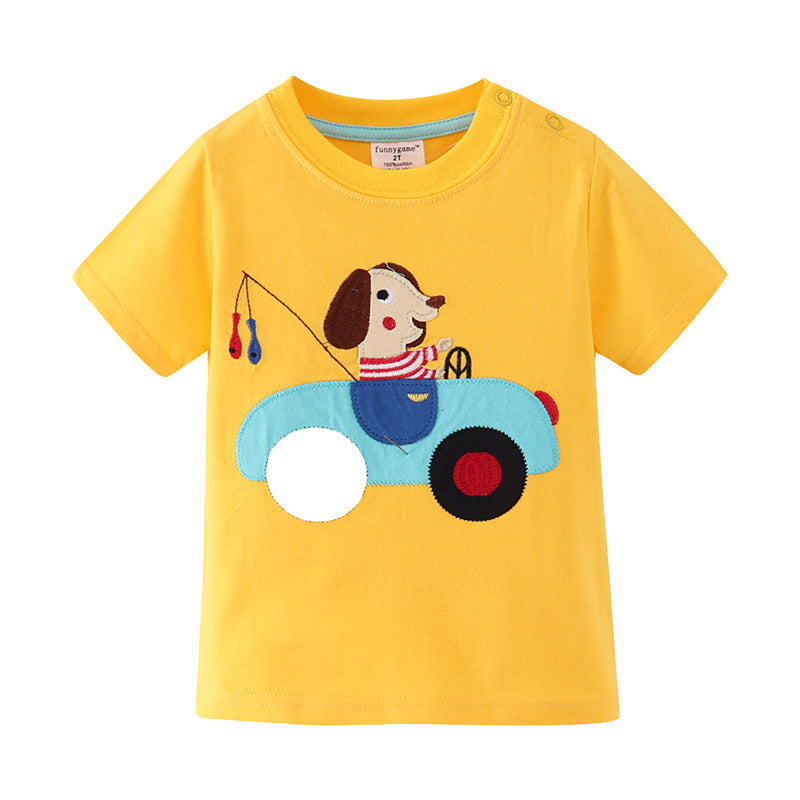 Baby Kid Girls Animals Car Embroidered T-Shirts Wholesale 22041233