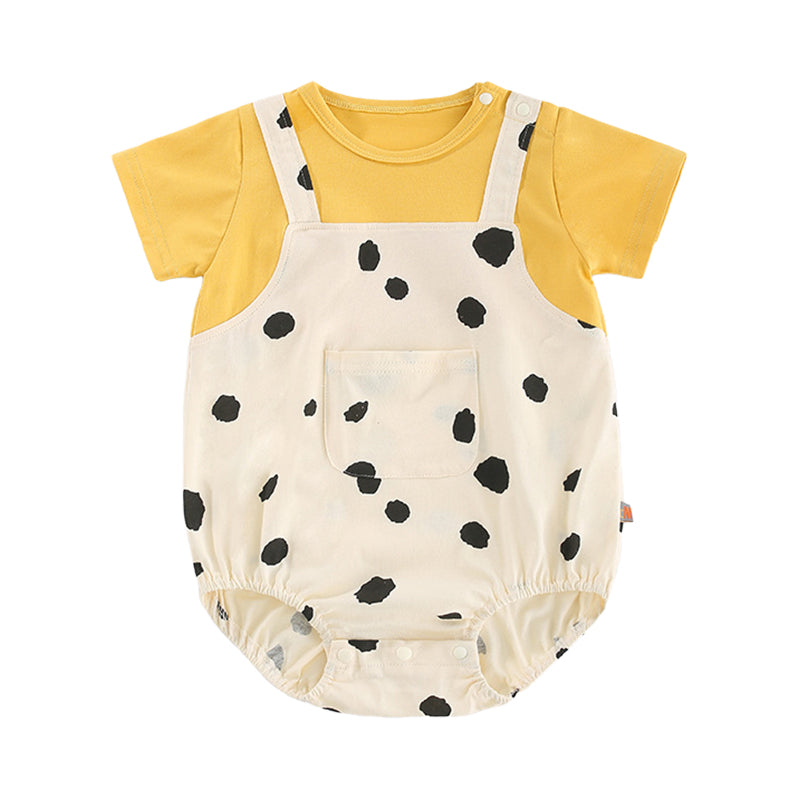 Baby Girls Color-blocking Polka dots Print Rompers Wholesale 220412343