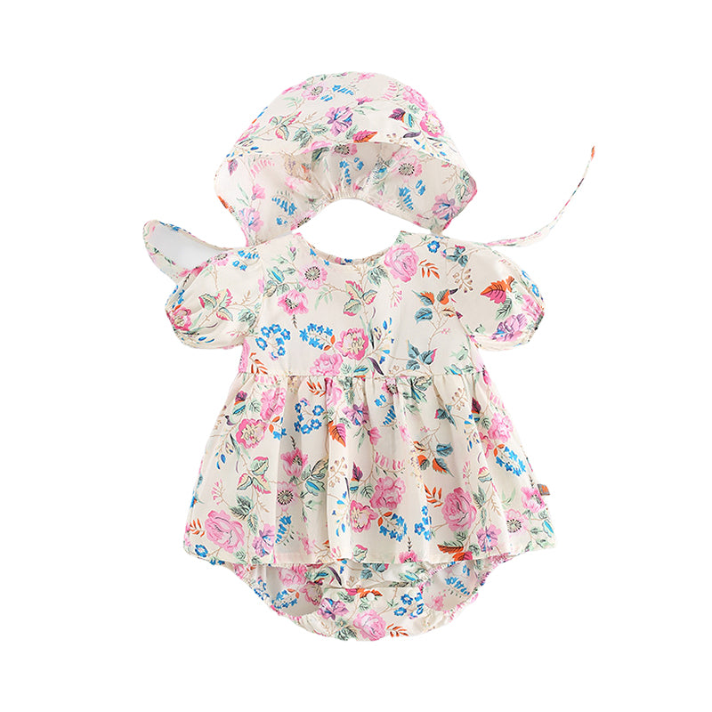 Baby Girls Flower Print Rompers Wholesale 220412364
