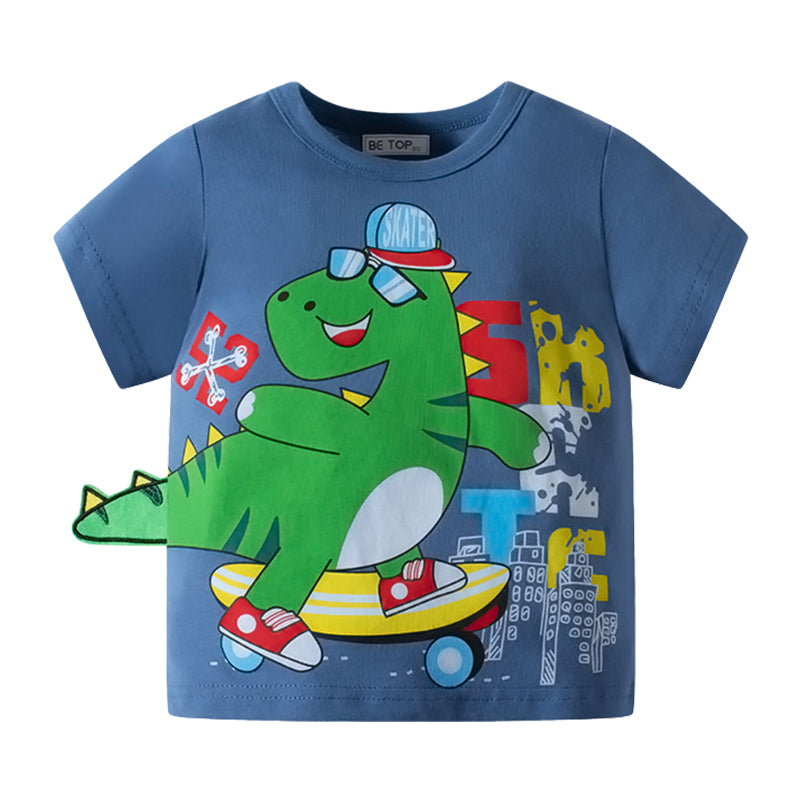 Baby Kid Boys Dinosaur Cartoon Print T-Shirts Wholesale 220412383