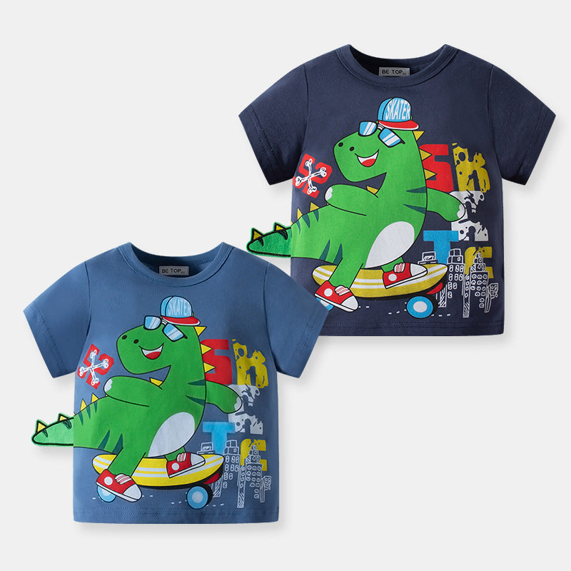 Baby Kid Boys Dinosaur Cartoon Print T-Shirts Wholesale 220412383