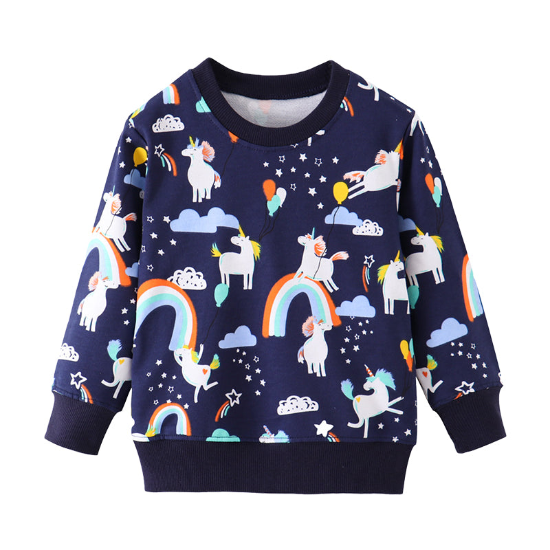 Baby Kid Unisex Rainbow Star Unicorn Print Hoodies Swearshirts Wholesale 22041239