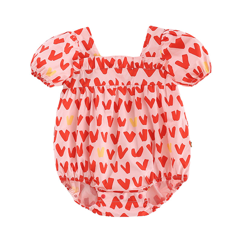 Baby Girls Love heart Print Valentine's Day Rompers Wholesale 220412422