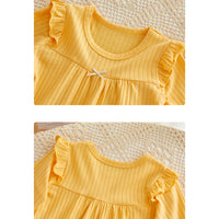 Load image into Gallery viewer, 2 Pieces Set Baby Girls Solid Color Muslin&amp;Ribbed Tops And Pants Wholesale 220412426
