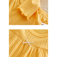 Load image into Gallery viewer, 2 Pieces Set Baby Girls Solid Color Muslin&amp;Ribbed Tops And Pants Wholesale 220412426
