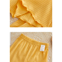 Load image into Gallery viewer, 2 Pieces Set Baby Girls Solid Color Muslin&amp;Ribbed Tops And Pants Wholesale 220412426
