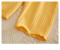 Load image into Gallery viewer, 2 Pieces Set Baby Girls Solid Color Muslin&amp;Ribbed Tops And Pants Wholesale 220412426
