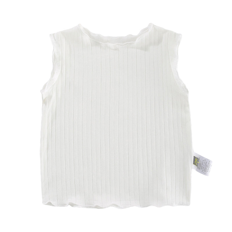 Baby Girls Solid Color Muslin&Ribbed Tops Wholesale 220412430