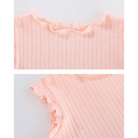 Load image into Gallery viewer, Baby Girls Solid Color Muslin&amp;Ribbed Tops Wholesale 220412430
