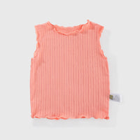 Load image into Gallery viewer, Baby Girls Solid Color Muslin&amp;Ribbed Tops Wholesale 220412430
