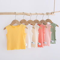 Load image into Gallery viewer, Baby Girls Solid Color Muslin&amp;Ribbed Tops Wholesale 220412430
