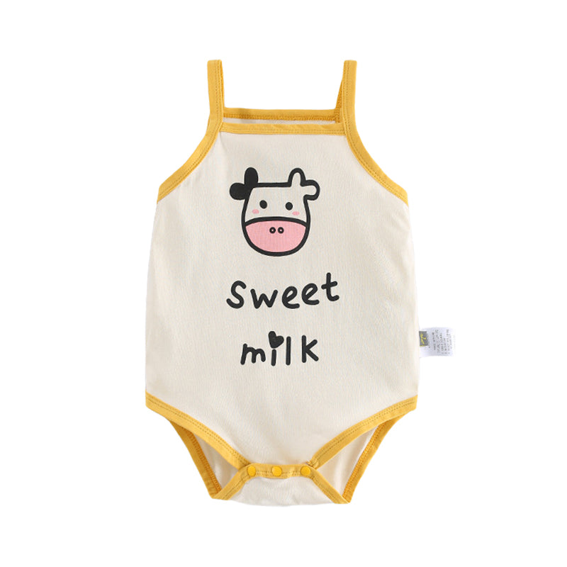 Baby Unisex Letters Cartoon Cow Print Rompers Wholesale 220412443