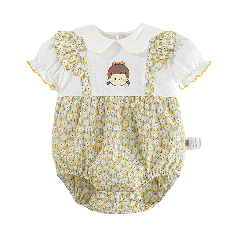 Baby Girls Flower Cartoon Print Rompers Wholesale 220412450