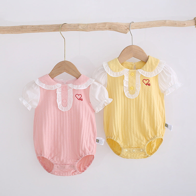 Baby Girls Solid Color Love heart Rompers Wholesale 220412460