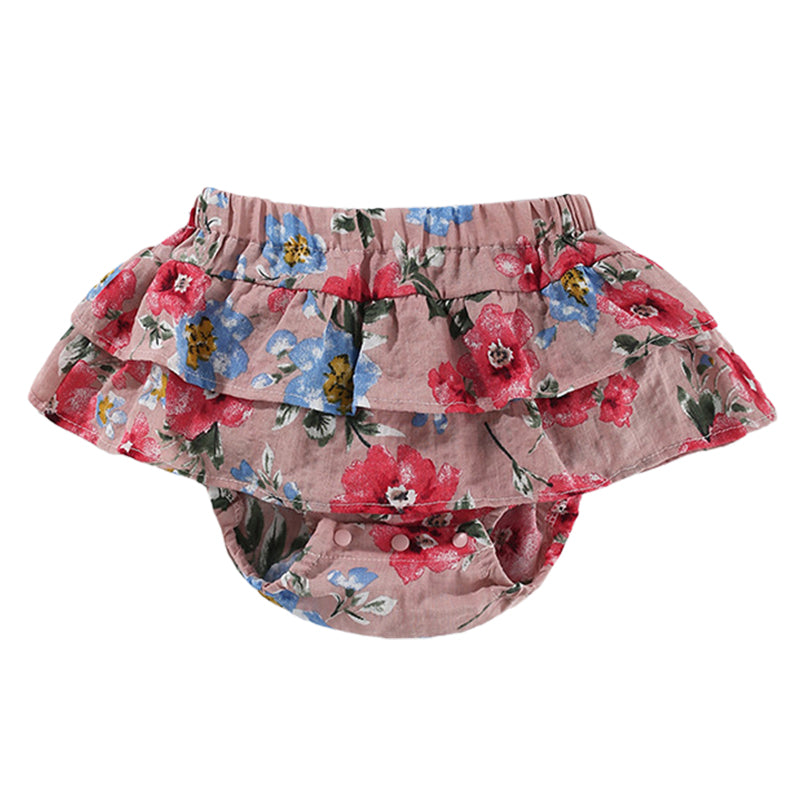 Baby Girls Flower Print Shorts Wholesale 220412479