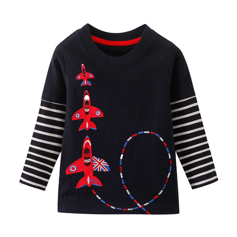 Baby Kid Boys Color-blocking Embroidered Tops Wholesale 22041256