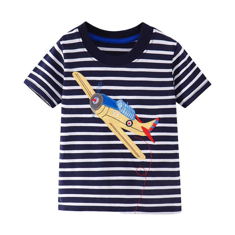 Baby Kid Boys Striped Embroidered T-Shirts Wholesale 22041262