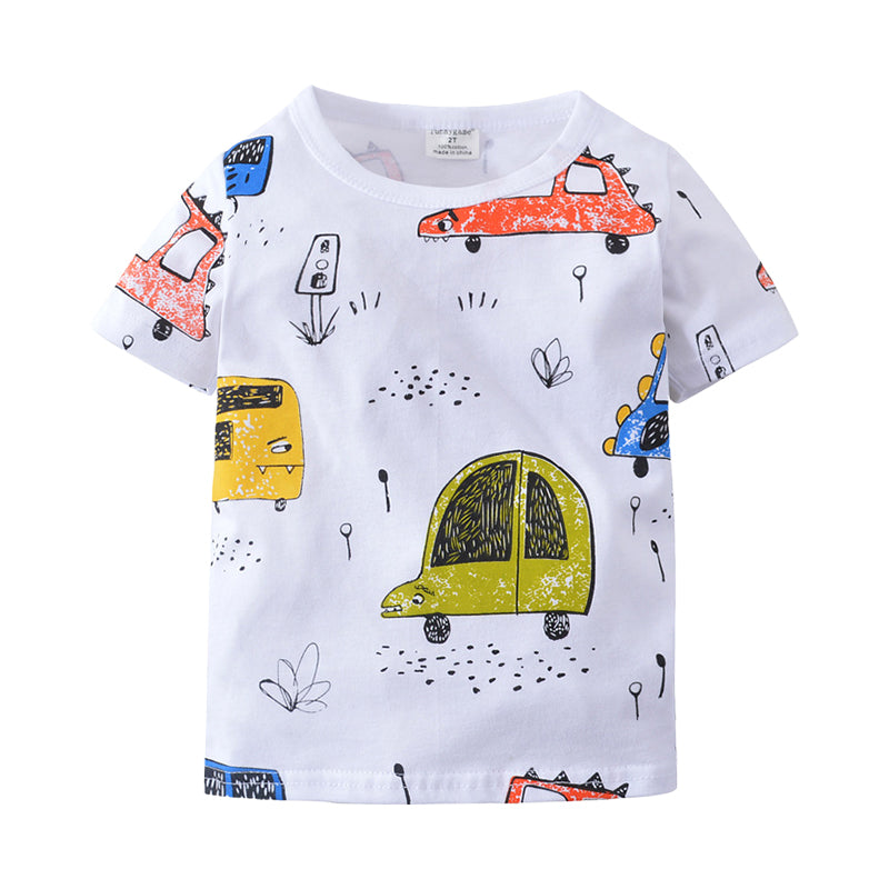 Kid Boys Car Cartoon Print T-Shirts Wholesale 22041267