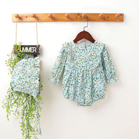 Load image into Gallery viewer, Baby Girls Flower Bow Print Rompers Wholesale 22041292
