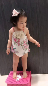 Load image into Gallery viewer, Baby Girls Flower Print Rompers Wholesale 22041404
