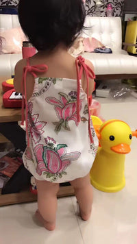 Load image into Gallery viewer, Baby Girls Flower Print Rompers Wholesale 22041404
