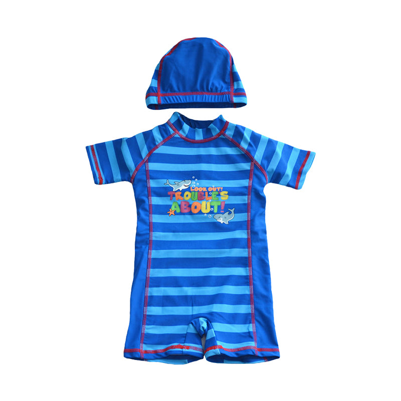 Baby Kid Boys Striped Letters Animals Print Rompers Swimwears Wholesale 22042212
