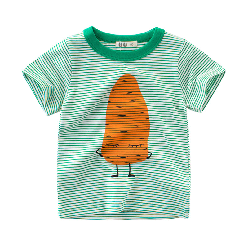 Baby Kid Unisex Striped Color-blocking Fruit Print T-Shirts Wholesale 22041411