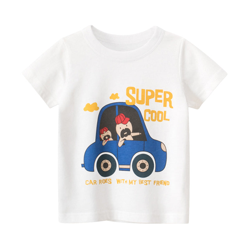 Baby Kid Boys Letters Car Cartoon Print T-Shirts Wholesale 220414114