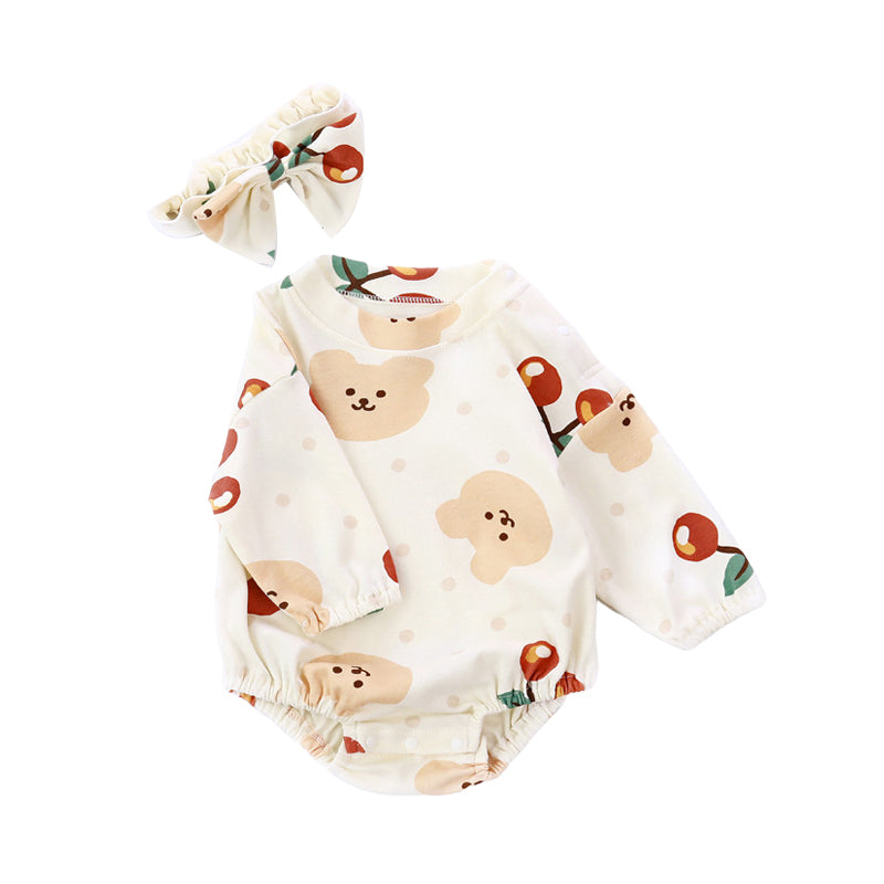 Baby Girls Fruit Cartoon Print Rompers Wholesale 220414124