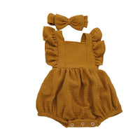 Load image into Gallery viewer, Baby Girls Solid Color Bow Rompers Wholesale 220414138
