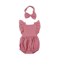 Load image into Gallery viewer, Baby Girls Solid Color Bow Rompers Wholesale 220414138
