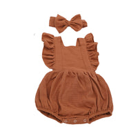 Load image into Gallery viewer, Baby Girls Solid Color Bow Rompers Wholesale 220414138
