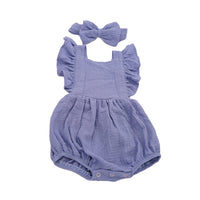 Load image into Gallery viewer, Baby Girls Solid Color Bow Rompers Wholesale 220414138
