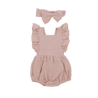 Load image into Gallery viewer, Baby Girls Solid Color Bow Rompers Wholesale 220414138
