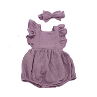 Load image into Gallery viewer, Baby Girls Solid Color Bow Rompers Wholesale 220414138
