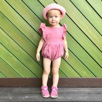 Load image into Gallery viewer, Baby Girls Solid Color Bow Rompers Wholesale 220414138

