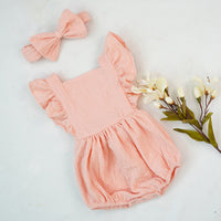 Load image into Gallery viewer, Baby Girls Solid Color Bow Rompers Wholesale 220414138
