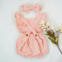 Load image into Gallery viewer, Baby Girls Solid Color Bow Rompers Wholesale 220414138
