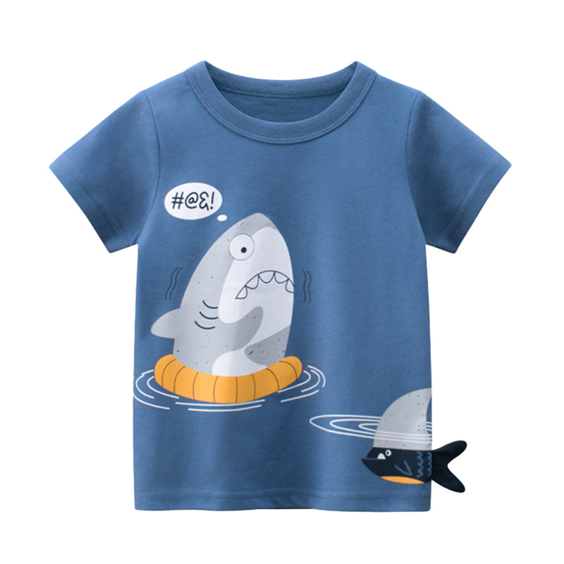 Baby Kid Boys Letters Animals Cartoon Print T-Shirts Wholesale 220414148