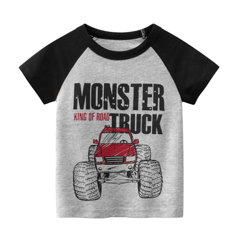 Baby Kid Boys Letters Car Cartoon Print T-Shirts Wholesale 220414150