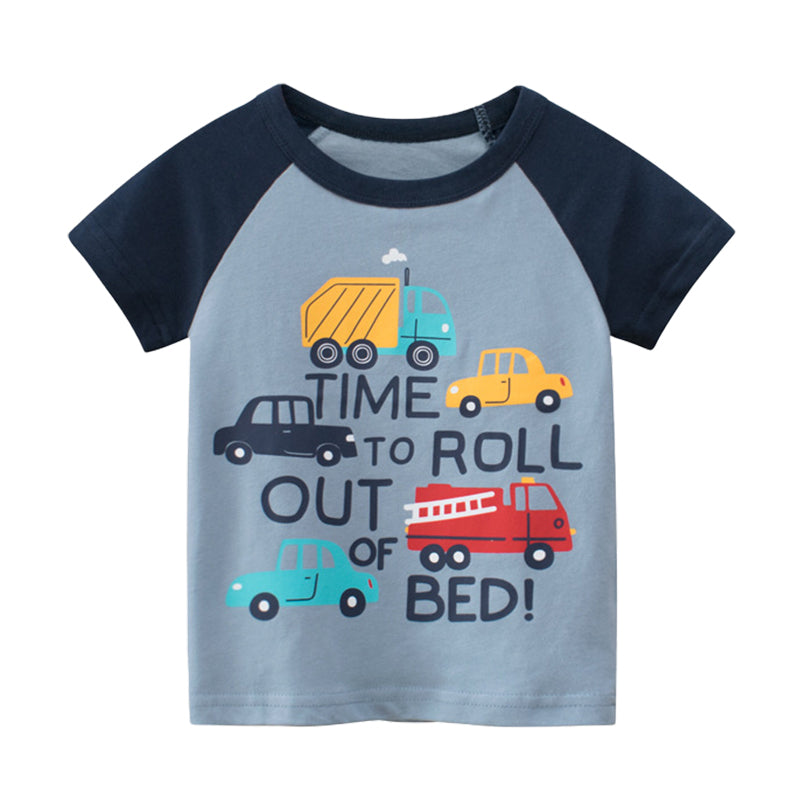 Baby Kid Boys Letters Car Cartoon Print T-Shirts Wholesale 220414166
